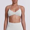 Sujetador Deportivo de Color Sólido Sin Costuras Transfronterizo de Espalda Hermosa Ajustado de Alta Elasticidad con Cuello Halter para Correr Fitness Yoga Ropa Deportiva Sujetador para Mujer