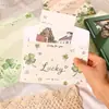 Set de Papel de Carta Serie Trébol de Cuatro Hojas de la Suerte, Regalo Manuscrito de Alto Valor para Seres Queridos, Exquisitas Bendiciones, Pegatinas de Sello DIY