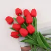 Tulipa de Simulação PU Sinta Flor Artificial Suporta Cores Casamento Decoração Suave Fábrica de Arte Floral Fornecimento em Massa