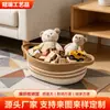 Cesta de Almacenamiento Tejida a Mano Personalizada para Uso Doméstico, Cesta de Almacenamiento de Escritorio para Sala de Estar, Cesta Popular de Xiaohongshu para Almacenamiento de Snacks y Juguetes