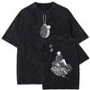 Playera Negra Vintage Lavada Harajuku Estampado Anime 20