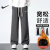 Pantalones Casuales de Retazos Estilo Americano con Tres Rayas, Forrados de Polar, Nuevos Pantalones Deportivos Juveniles Otoño e Invierno, Pantalones Largos Sueltos para Hombre