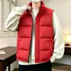 Chaleco rojo de cuello alto chaqueta de algodón con relleno otoño e invierno sin mangas ropa de algodón top talla extra versión estándar para hombre chaqueta acolchada de algodón
