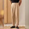 Pantalones Casuales de Color Sólido para Hombre Estilo Británico, Versátiles, Diseño Retro de Nápoles, de Nicho, Modernos, Pantalones de Vestir