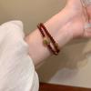 2025 Paz, Alegría y Bendición Carácter Pulsera de Piedra de Estilo Chino Nuevo para Mujeres, Estilo Étnico Vintage, Diseño Nicho Ins Joyería de Cuentas