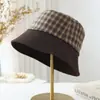 Sombrero de Cubo Minimalista a Cuadros Patchwork Nuevo 2026 para Mujer Otoño Casual Sombrero de Viaje Hace que la Cara se Vea Más Pequeña de Moda Transfronterizo