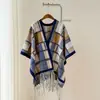 Xale de Cashmere Sintético de Alta Qualidade com Pintura a Tinta Estilo Chinês, Cachecol Quente Versátil para Viagens de Inverno, Manto Espessado
