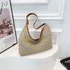 Bolsa de Palha Feminina 2025 Nova Moda Vintage Bolsa Tote Design de Nicho Grande Capacidade Bolsa de Ombro Bolsa de Férias