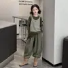 Conjunto de Primavera y Otoño para Niñas 2026 Nuevo Informal Estilo Coreano Niña Ropa para Niños Mediana y Grande Falso Dos Piezas Rayas Base Pantalones Casuales