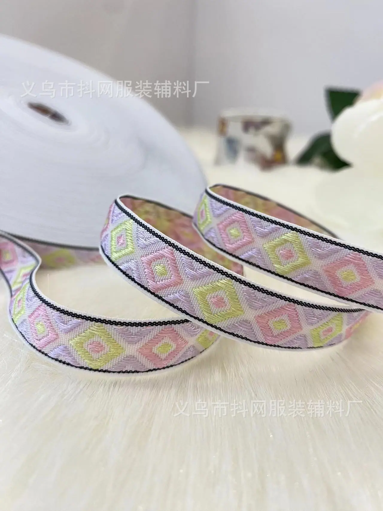 菱形提花刺绣织带发饰头饰包边带