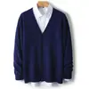 Cardigan de Lana de Cuello en V Nuevo Llegado Chaqueta de Punto para Hombre Suéter de Cachemir Holgado de Color Sólido Manga Larga Casual Versátil 2024