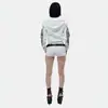 Sudadera con Capucha Corta para Mujer Subcultura Cardigan con Cremallera Estampado de Alas Cruzadas Y2K Milenio Top de Chica Popular