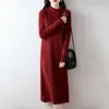 Vestido de Punto Nuevo de Lana Pura con Cuello Manga Larga Color Sólido Versátil de Cintura Alta Longitud Media para Mujer Otoño/Invierno 2026