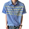 Camisa de Manga Corta a Cuadros con Estampado de Letras Estilo Callejero Americano para Hombre, Estilo Vacaciones de Verano, Camisa Versátil Casual Holgada para Hombres y Mujeres