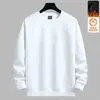 Sudadera con forro de polar para hombre, estilo otoño e invierno, cuello redondo, manga larga, corte holgado, top casual versátil, sin capucha