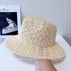 2025 Primavera y Verano Nuevo Sombrero de Jazz Calado Transpirable para Mujer Protector Solar y Parasol Sombrero Tejido Sombrero de Playa para Vacaciones en la Costa Sombrero de Playa Moderno