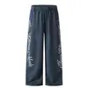 Pantalones de chándal anchos retro con estampado de letras estilo americano para mujer, pantalones atléticos casuales holgados con cordón, nueva tendencia de moda urbana