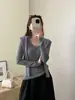 Tienda insignia Shanghai Danong / Suéter de punto con cuello en U para mujer, 48 puntos de lana alemana Stoll de calibre 16 + seda de morera, corte ajustado