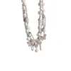 Collar de Metal Francés con Borla de Perlas y Mariposa para Mujer, Lujo Accesible Cadena de Clavícula Gargantilla de Gama Alta de Nicho