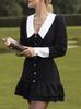 Romántico Dulce Estilo Universitario Moda Color Cuello Botón Retro Polo Lunares Vestido A Línea Ropa de Mujer Transfronteriza Europea y Americana