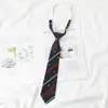 Corbata de Estilo Japonés Estilo Preppy para Mujer, Rayas Rojas Doradas y Rojas, Corbata de Uniforme de Soltero Marrón para Personas Perezosas, Sin Fotos