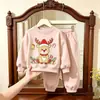 Conjunto de Primavera y Otoño para Niñas Nuevo Sudadera Navideña y Pantalones Jogger Set de Dos Piezas Ropa Elegante de Otoño para Niñas Ropa Infantil al por Mayor
