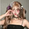 Pinza para el Cabello de Calavera con Garra y Rosa Estilo Gótico Oscuro de Halloween, Accesorio para Disfraz de Cosplay, Accesorio para Fotos, Accesorio para el Cabello para Niñas