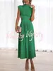 Moda Feminina de Comércio Exterior Europeu e Americano Transfronteiriço Cor Sólida Sem Mangas Gola Alta Cor Macaron Sexy Revelando a Cintura Bainha Grande Vestido para Mulheres