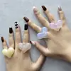 Anel de Resina Europeu e Americano Estilo Coração Transfronteiriço para Mulheres Estilo Ins Anel Halo Tingido Coração Grande Textura Degradê Pulseira Atacado