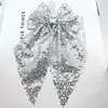 Grampo de cabelo com lantejoulas e laços de primavera, prendedor de cabelo com fita de malha, elegante, acessórios para cabelo para festa de Natal e Ano Novo, feminino
