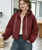 Chamarra cortavientos corta con capucha para mujer, otoño 2026 estilo coreano, corte holgado para figuras petite, chaqueta corta casual a prueba de viento