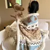 Cobertor de pelúcia de cordeiro com ar condicionado para cochilo de escritório, cartoon espesso, para quarto de casa, manta de veludo de leite para sofá