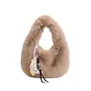 Bolsa de Mão de Design de Nicho Coreano Feminina 2025 Outono Versátil Pelúcia High-End Casual Carregamento de Mão Bolsa Dumpling