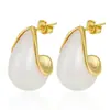 Brincos Coloridos em Forma de Gota da Moda Europeia e Americana Transfronteiriços Aço Inoxidável Cor Duradoura Brincos de Resina Versáteis Acessórios de Orelha para Primavera e Verão