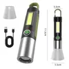 Nova lanterna p50 modelo transfronteiriço com zoom telescópico, recarregável por USB, bateria de lítio embutida, lanterna de alta luminosidade para camping ao ar livre