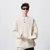 Suéter Verde com Gola Henry Estilo Old Money para Homens, Tricô Macio Simples Retrô de Inverno, Peça Básica Casual Preguiçosa