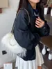 Nueva Bolsa de Felpa Retro Estilo Chino para Mujer Bolso con Borla Cadena de Perlas Bolsa de Felpa Estilo Hada Cruzada Color Sólido Bolso de Mano
