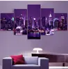 5 pares de Pintura em Tela Paisagem Arquitetura da Cidade de Nova York Imagens Cena Noturna da Cidade Pôster Núcleo de Pintura para Decoração de Casa