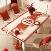 Mantel Individual Rojo de Año Nuevo, Impermeable y a Prueba de Aceite, Mantel sin Lavado, Mantel para Mesa de Café con Ambiente Festivo, Mantel Protector de Mesa Anti-Escaldaduras