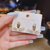 Pendientes de botón de plata s925 estilo Príncipe Wen con perla y pedrería, para mujer, de uso frontal y trasero, pendientes de temperamento, pendientes estilo celebridad
