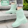 Botas de Lluvia para Adulto de Moda para Mujer con Suela Gruesa Antideslizantes Impermeables Ropa Exterior Zapatos para Agua Cálidas de Terciopelo Casuales Combinables Media Caña