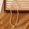 Collar de perlas con forma de estrella de circonita galvanizada en oro auténtico, estilo francés retro, elegante, cadena de clavícula, collar de moda para mujer.