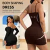 Vestido body moldeador de tirantes cruzados europeo y americano, vestido base adelgazante, moldeador de cintura, ajustado a las caderas, push-up, vestido para mujer talla grande