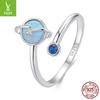 Dije de plata original nuevo anillo de apertura de pequeño planeta cielo estrellado cósmico plata de ley s925 anillo de joyería Aobao para mujeres