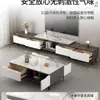 Mesa de centro de pizarra para sala de estar, adecuada para casas pequeñas, moderna minimalista, lujo ligero, sensación de alta gama, mesa de centro combinada con mueble de TV extensible