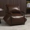 Sofá Nórdico Perezoso Cuero con Cera Aceite Retro Individual Sala de Estar Tatami Balcón Apartamento Pequeño Sillón Silla de Sofá de Hierro Forjado