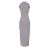 Vestido Americano Minimalista com Pregas Laterais Afinando a Cintura, Vestido Longo Bodycon Feminino com Fenda Lateral, Atacado