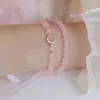 Pulseira de Flor de Pessegueiro de Alto Valor para Mulheres, Moderna e Versátil, Exquisiteira Pulseira de Amizade, Doce Presente para Estudante para Namorada