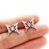 Nuevos Pendientes de Acero Inoxidable con Animales Lindos Calados de Origami Zorro Mariposa Dragón para Niñas, Accesorios de Oreja de Moda y Versátiles