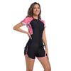 Traje de Baño Europeo y Americano de Verano con Cremallera, Dividido, de Manga Corta, Shorts, Playa, Traje de Medusa para Mujer, Traje de Surf X007